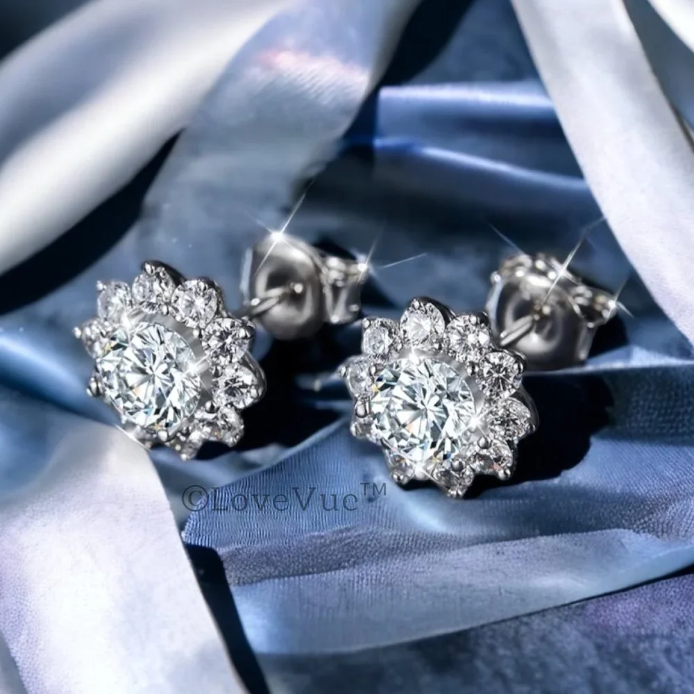 Certified 1ct. t.w. Diamond Elegant Flower Stud Earrings VVS1 GRA Certified - Picture 5 of 16